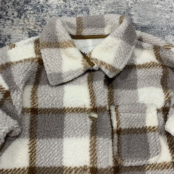 Koolaburra UGG Brushed Back Oversized Sherpa Cozy Shacket Birch Size Small - Picture 4 of 14